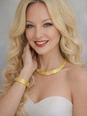 Beautiful 14k Gold and Bronze Necklace and Bracelet Greek Exotic Large Loose Fit